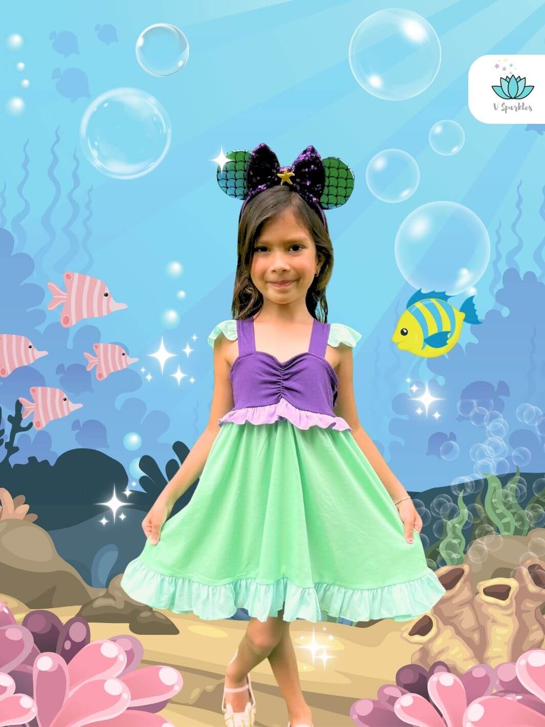 Mermaid Princess Dress for Girls Kids - Main Image