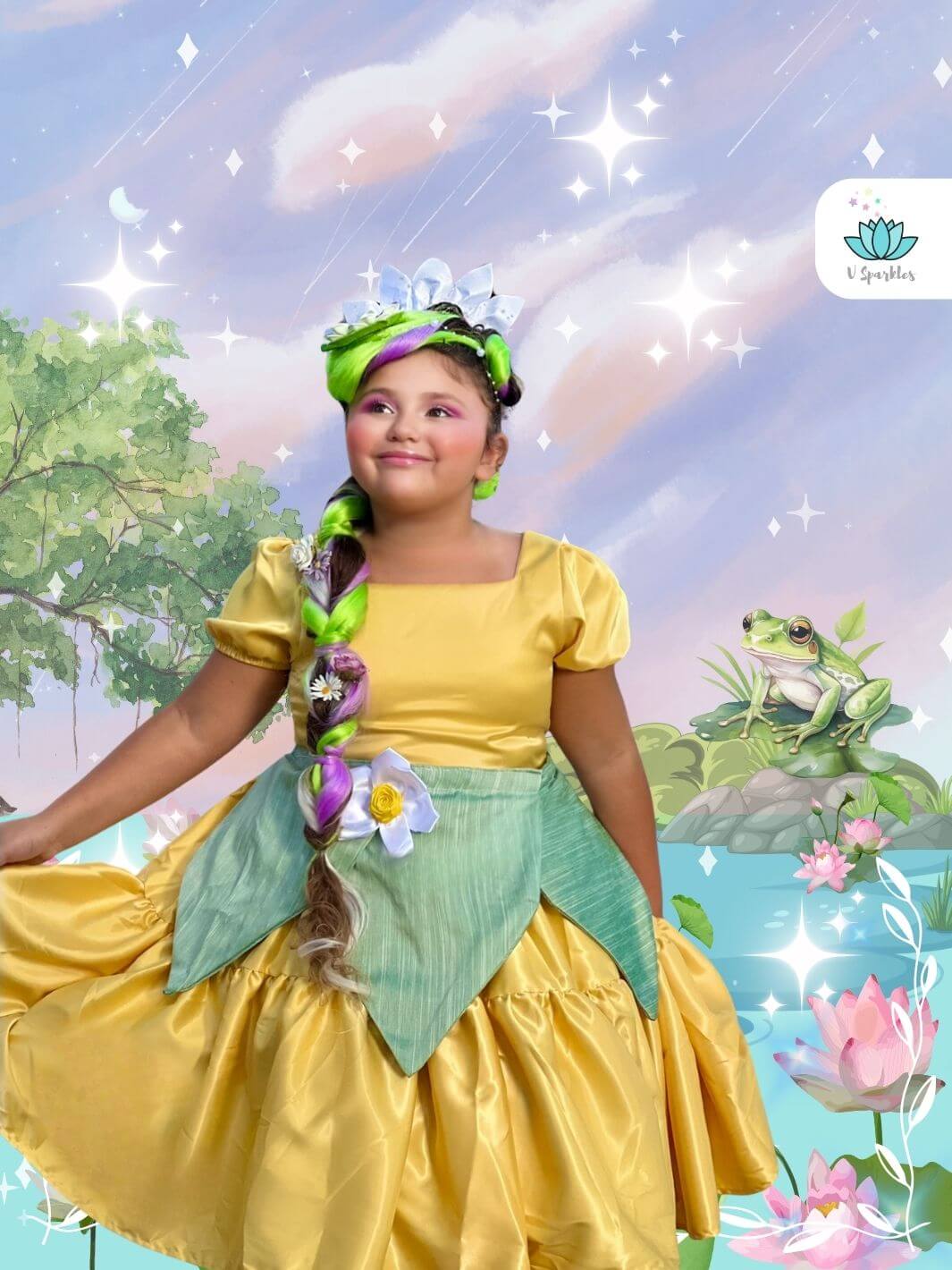 princess tiana dress up Cosplay The and the Frog Formal Halloween Carnival Outfits I CAN SEW IT FOR YOU Disney Princess Tiana Dress 5-6