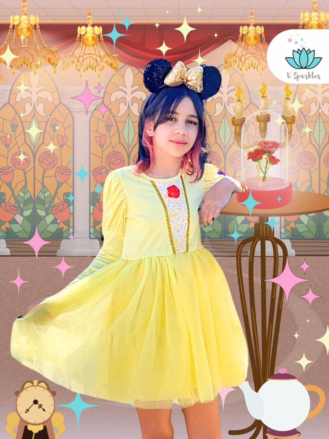 Yellow belle inspired dress store