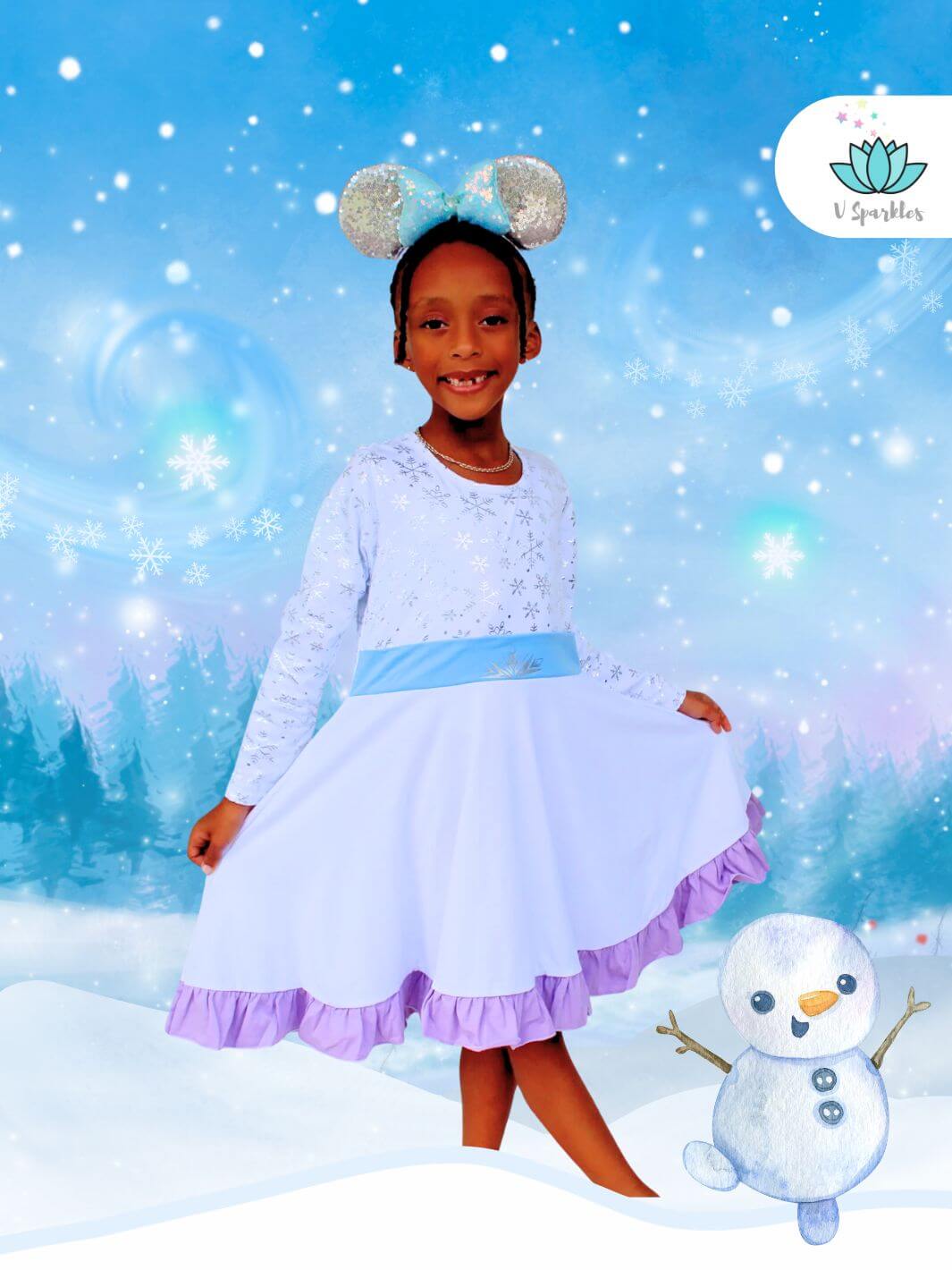 Ice Queen White Dress with Long Sleeves for Kids and Toddlers