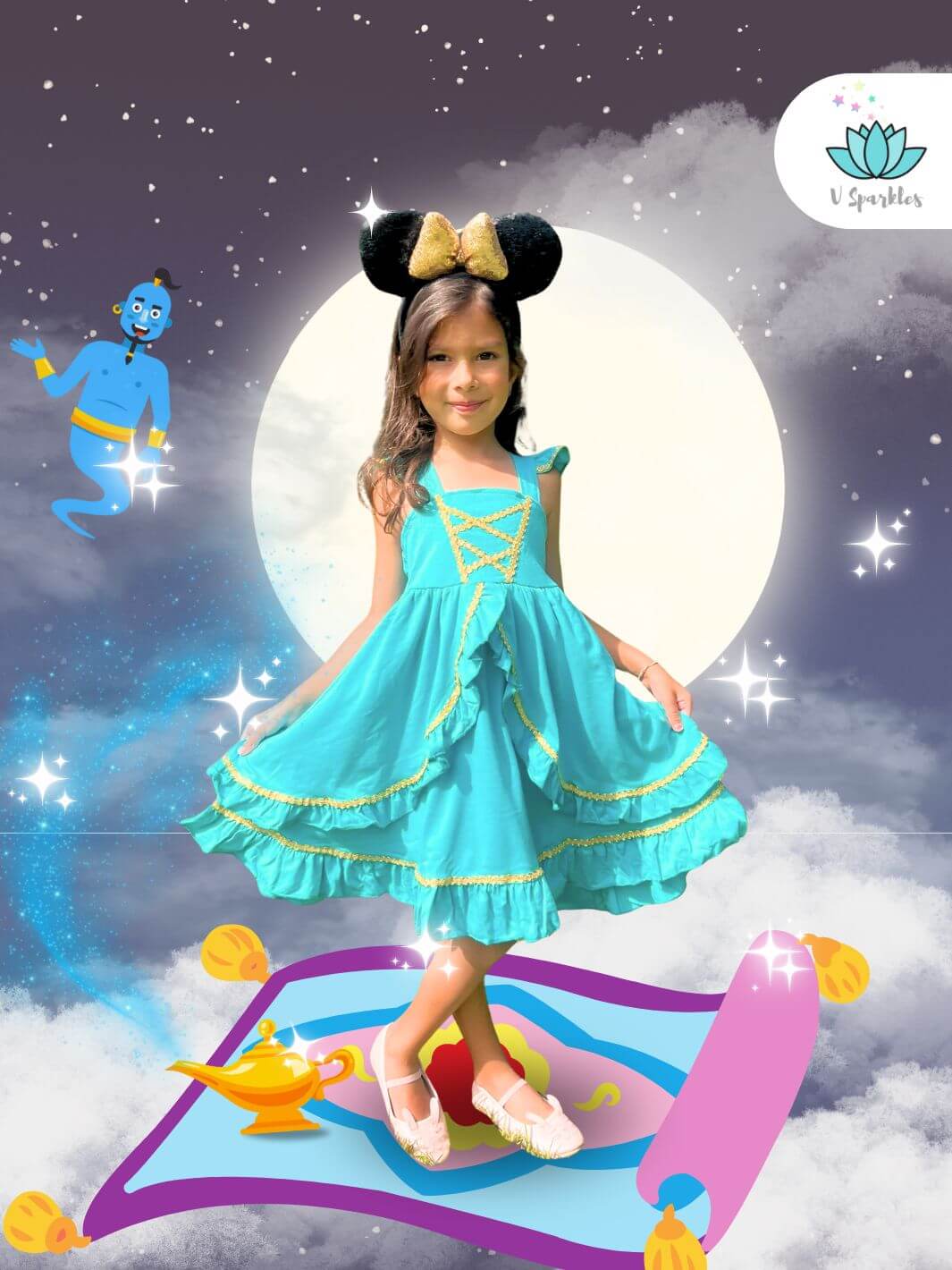 Magic Carpet Princess Dress for Girls Kids