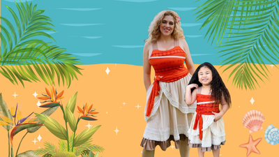 disneybounding idea mom and daughter matching outfit. mother and daughter are wearing matching Disney inspired dresses