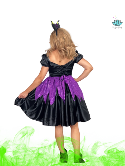 Black Fairy Adult Dress Set – Matching Mother and Daughter Outfit – Create a magical matching mother and daughter Disneybounding look with this Maleficent-inspired black fairy dress set. Ideal for Halloween costumes or themed events. Available in mid-size and plus-size options.