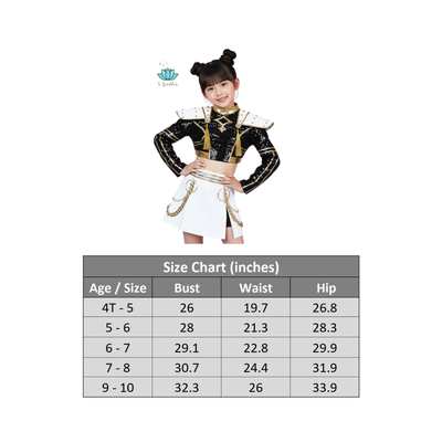 Zoey Golden Black Costume Shiny for Kids KPop Demon Hunters Inspired Cosplay for Girls