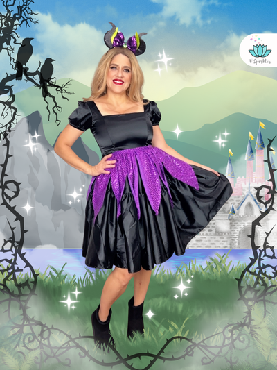 Black Fairy Dress Set for Adults – Complete Maleficent Transformation – This stunning black fairy-inspired dress set offers a full Maleficent-inspired transformation, perfect for Halloween parties, Disneybounding, or holiday celebrations. Available in mid-size and plus-size options.