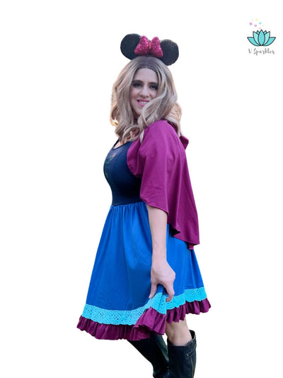 Anna Frozen Halloween Costume for Adults: This adult Anna costume is perfect for dressing up as the beloved Frozen character during Halloween or themed parties.