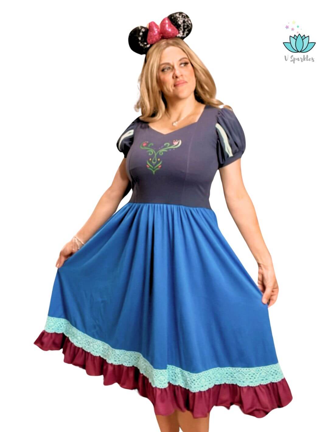Self-Treat Frozen-Inspired Anna Dress for Adults: Gift yourself this Anna-inspired dress as a special self-treat, whether for fashion or Frozen fandom.