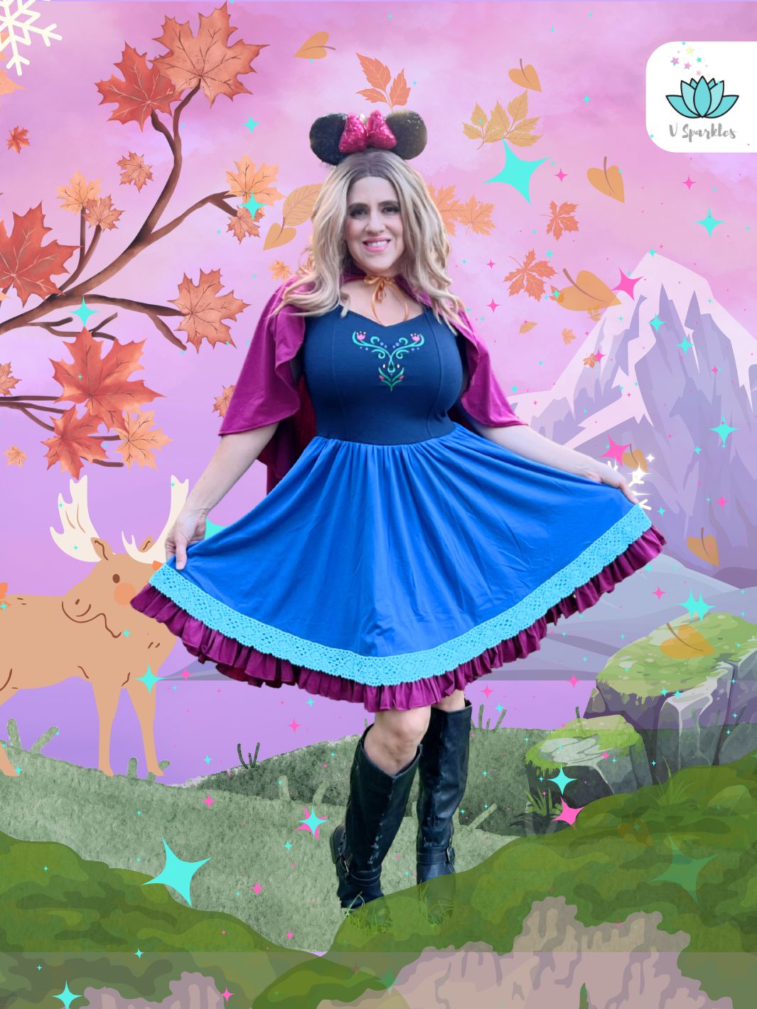 Anna Frozen Disneybound Adult Dress: Channel your inner Anna with this Frozen-inspired Disneybounding outfit, perfect for a magical day at the parks or special events.