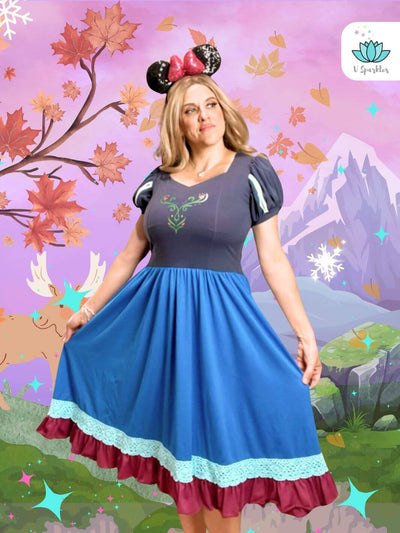 Anna Frozen Disneybound Adult Dress: Channel your inner Anna with this Frozen-inspired Disneybounding outfit, perfect for a magical day at the parks or special events.