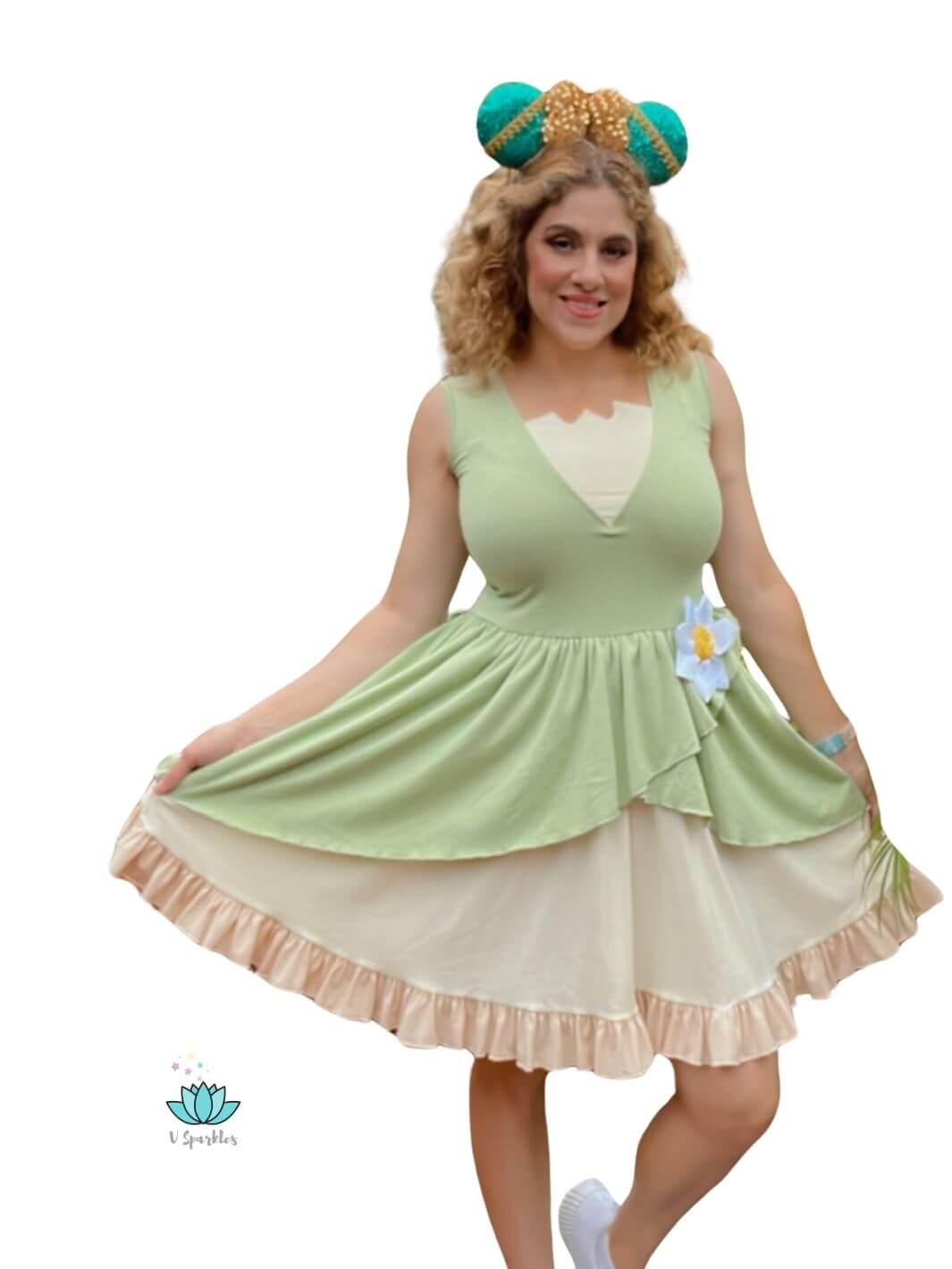 Lily Pad Princess Dress to Impress: This Tiana-inspired outfit offers a dreamy look for any special event, making it a great self-treat or fashion gift for Disney fans.