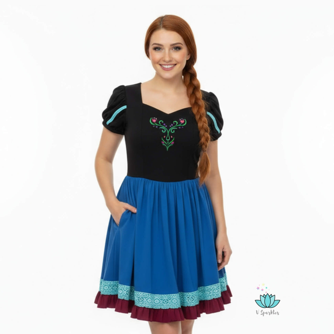 Ice Queen Sister Blue Princess Dress for Adults