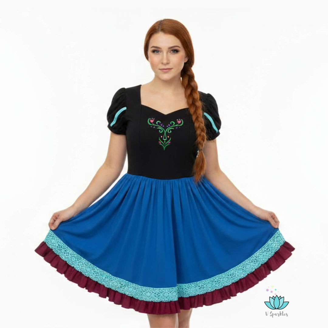 blue dress for baby girl Anna Blue and Black Dress for Adult