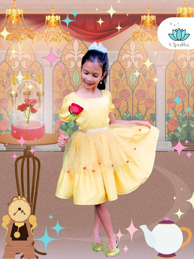 Base Yellow Twirl Dress for Kids – Belle-Inspired Disneybounding Dress – This elegant yellow base twirl dress is perfect for transforming any little girl into a Belle-inspired princess. Ideal for Disneybounding, dress-up games, or birthday parties for toddlers and young girls.