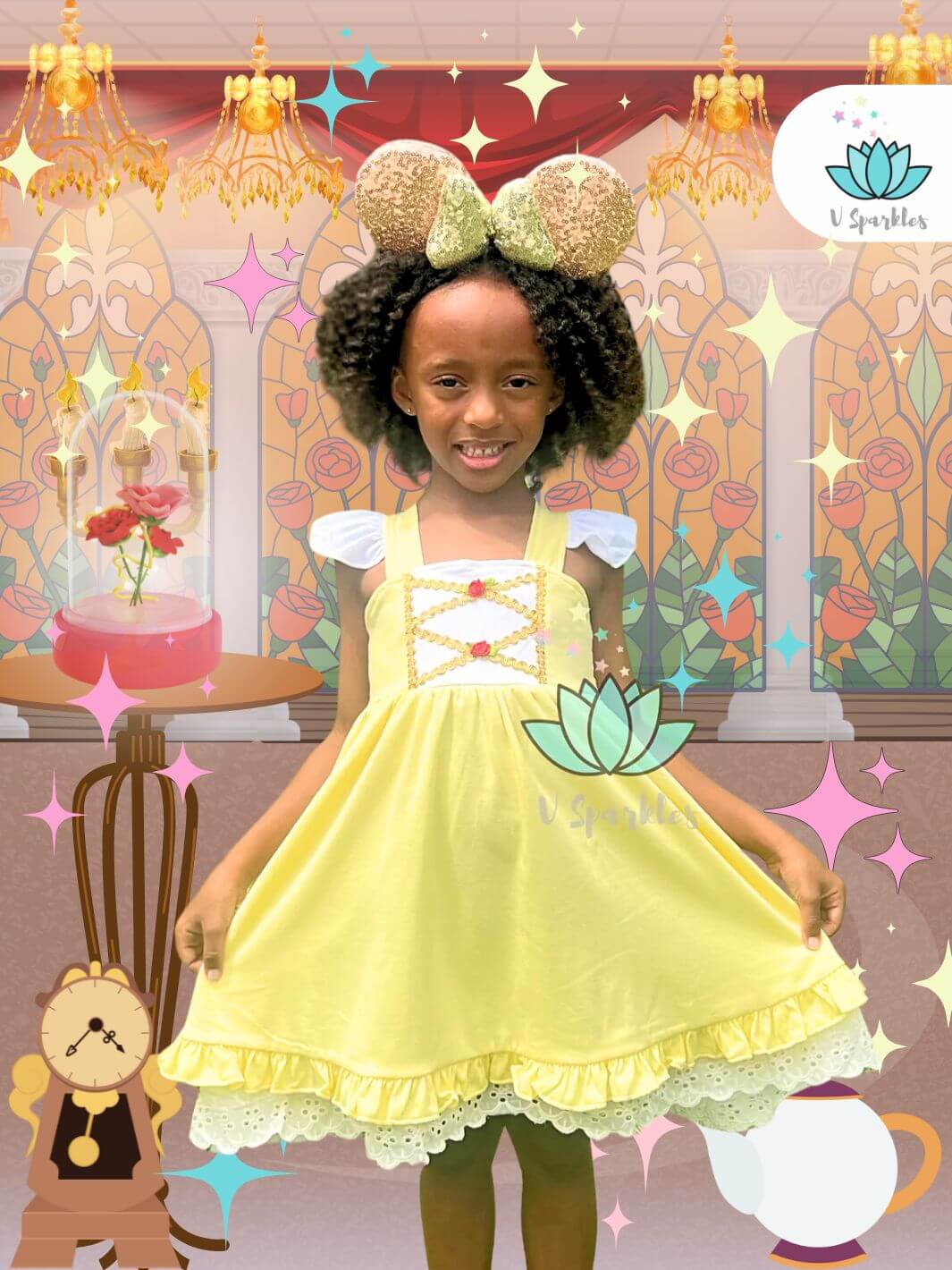 Belle Disneybound Dress for Kids: A twirl-worthy Belle-inspired dress perfect for Disneybounding, featuring a vibrant yellow design ideal for young princesses