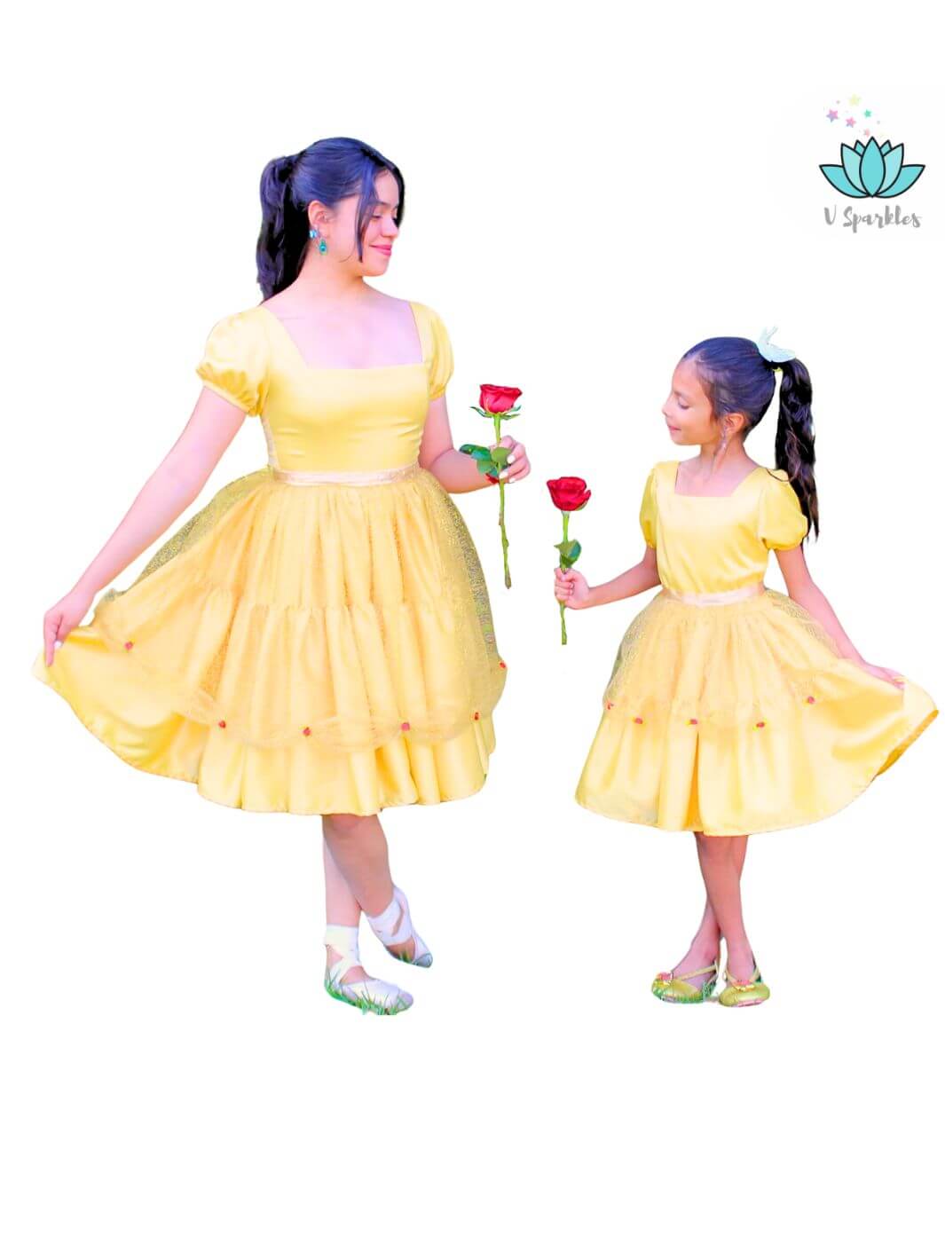 Once Upon a Twirl: Red Rose Beauty Princess Dress Deluxe for Kids