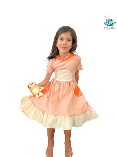 Charming Bingo-themed dress for kids, perfect for Disneybounding, Halloween, or a birthday celebration. A fun outfit for dress up games and play pretend adventures.