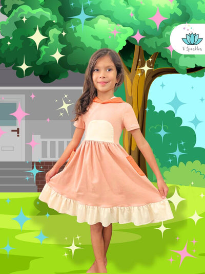 Bingo-inspired kids' dress from Bluey, perfect for Disneybounding, Halloween costume, or as a birthday dress. Ideal for play pretend and dress up games, with adorable dog-themed details.