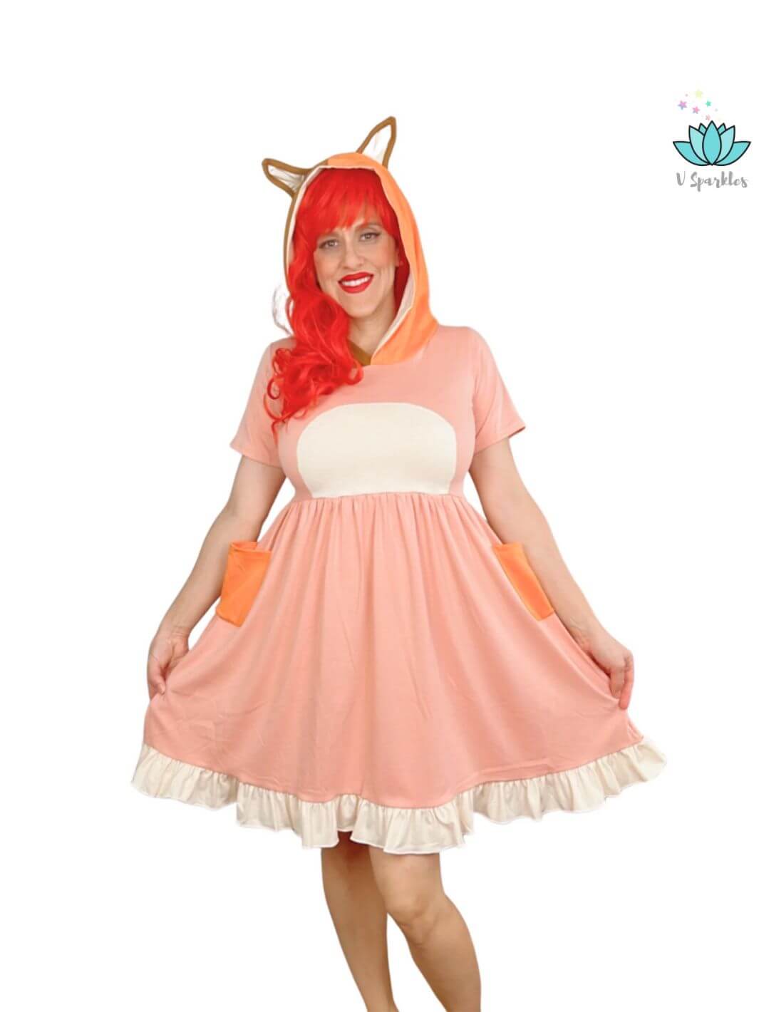 Vibrant Bingo-themed adult dress, great for Disneybounding, Halloween, or birthday parties. A fashionable self treat or gift idea for fans of the lovable Bluey character