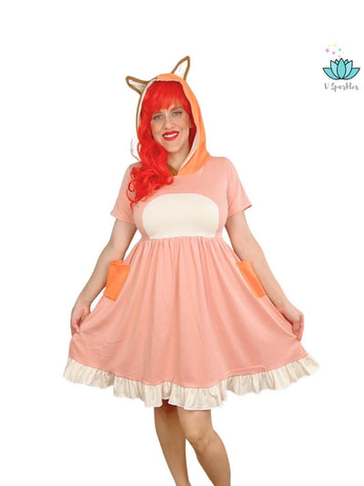 Vibrant Bingo-themed adult dress, great for Disneybounding, Halloween, or birthday parties. A fashionable self treat or gift idea for fans of the lovable Bluey character