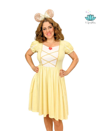 Belle Dress to Impress for Adults: Whether for a Disneybound adventure or a special event, this Belle dress will help you dress to impress, offering a perfect balance of comfort and style.