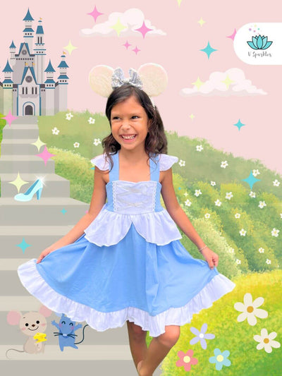 Cinderella Disneybound Outfit for Kids: A charming kids' Cinderella dress perfect for Disneybounding, with delicate layers for twirling and pretending to be the iconic glass slipper princess.