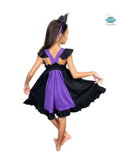 Evil Queen Cotton Dress for Kids: Cape Available as an Add-on