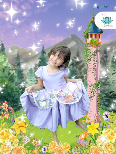 Enchanted Tower Princess Dress Set for Kids – Rapunzel-Inspired Costume Set – This magical purple dress set is perfect for transforming any little girl into Rapunzel. Ideal for Disneybounding, dress-up games, or birthday parties for toddlers and young girls.