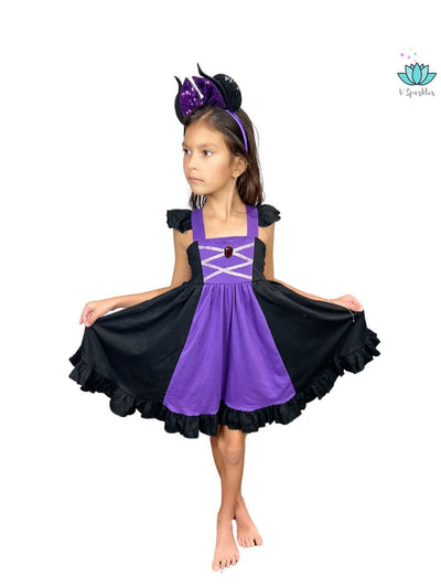 Evil Queen Cotton Dress for Kids: Cape Available as an Add-on