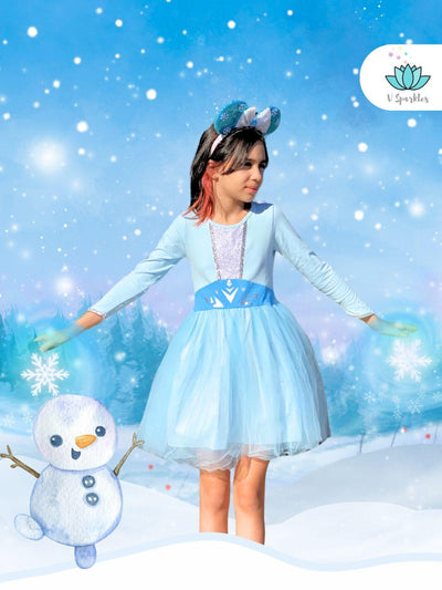 Elsa Disneybound Dress for Kids: Capture the magic of Frozen with this stunning Elsa-inspired dress, perfect for Disneybounding adventures at the park.

