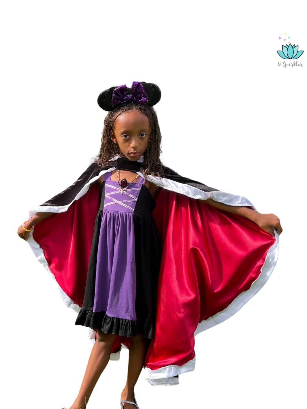 Evil Queen Cotton Dress for Kids: Cape Available as an Add-on
