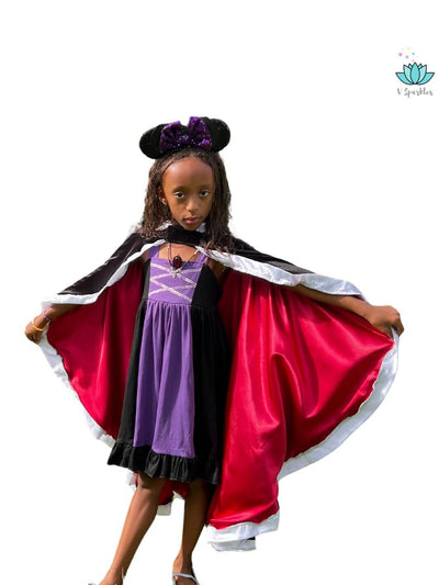 Evil Queen Cotton Dress for Kids: Cape Available as an Add-on
