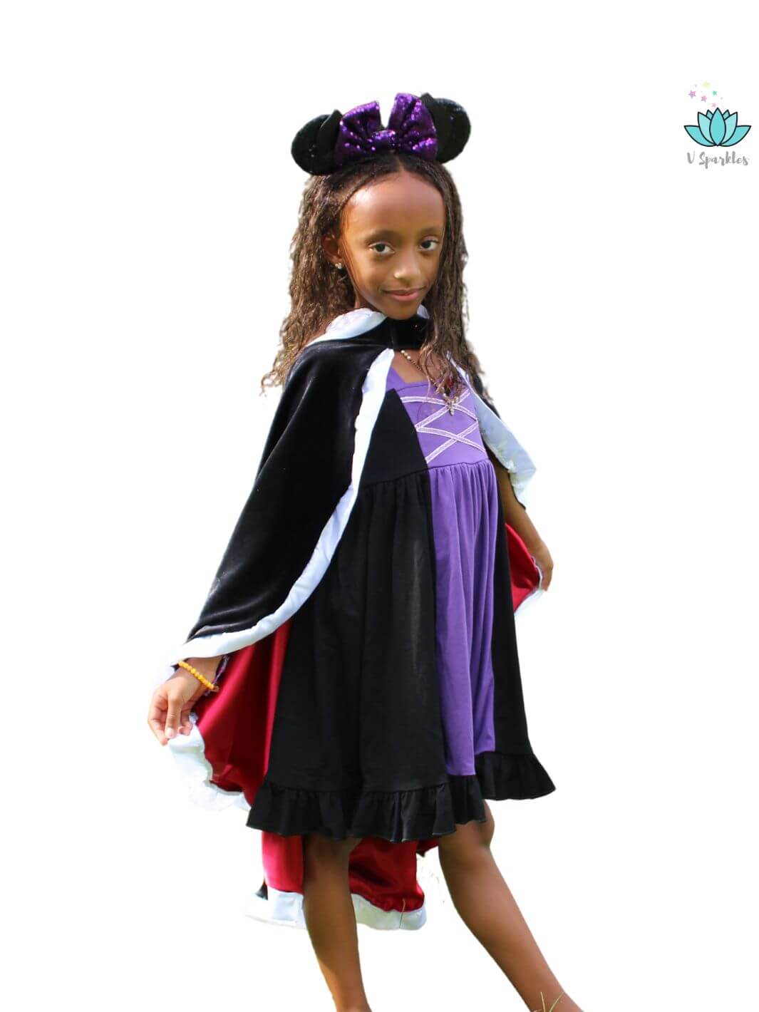 Evil Queen Cotton Dress for Kids: Cape Available as an Add-on