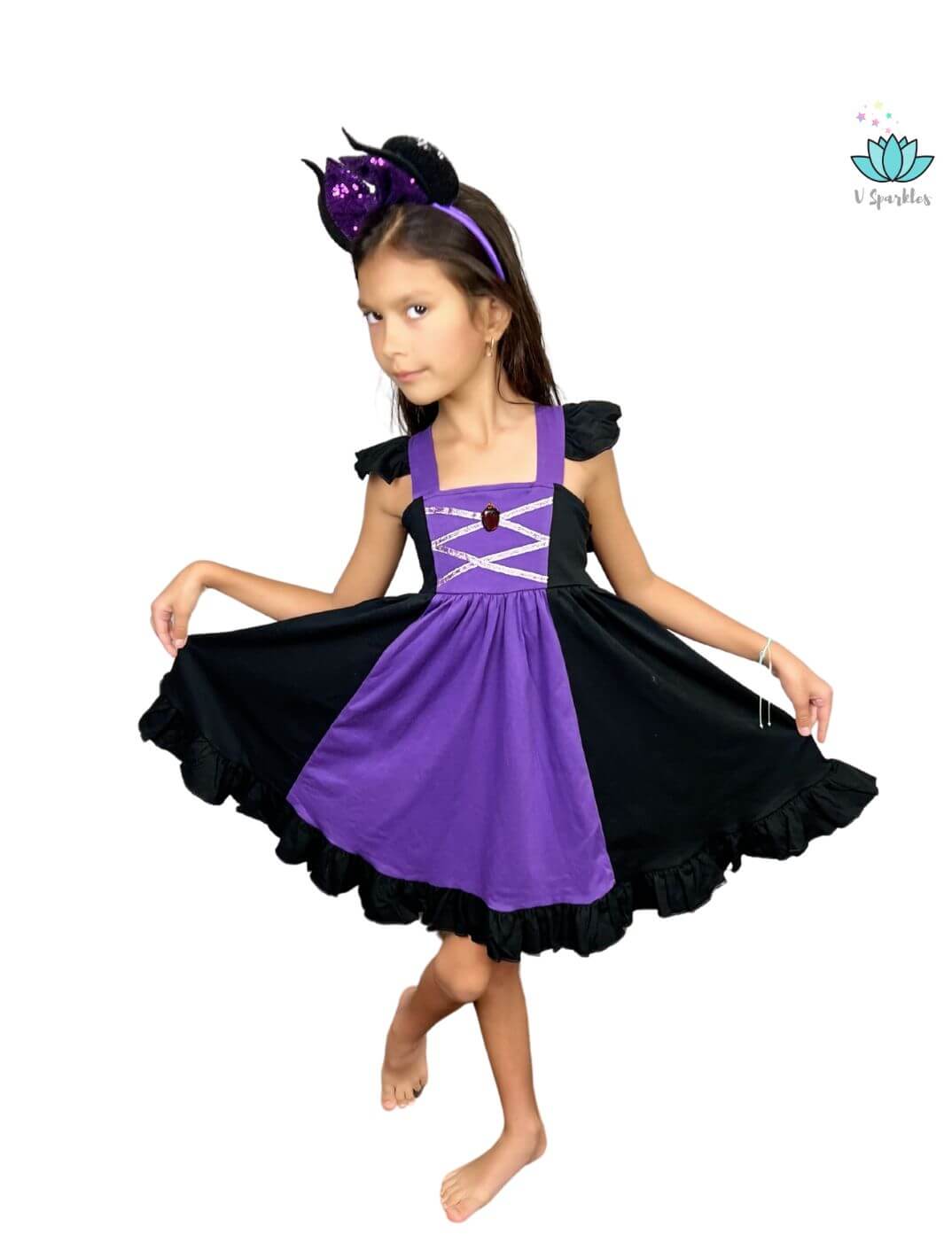 Evil Queen Cotton Dress for Kids: Cape Available as an Add-on