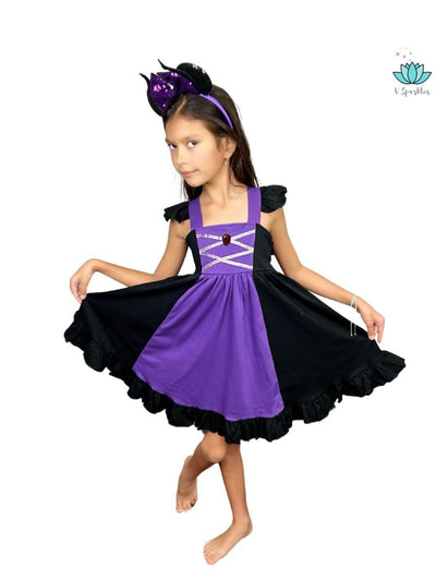 Evil Queen Cotton Dress for Kids: Cape Available as an Add-on
