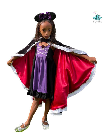 Evil Queen Cotton Dress for Kids: Cape Available as an Add-on