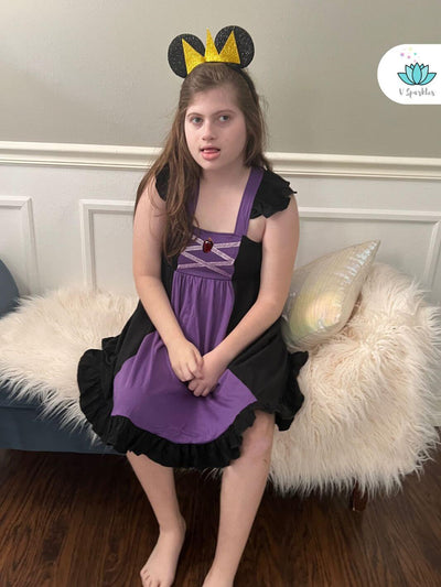 Evil Queen Cotton Dress for Kids: Cape Available as an Add-on