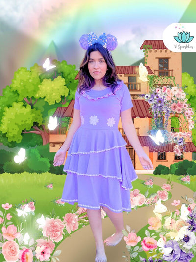 Isabela Disneybound Outfit for Adults: This elegant floral dress is perfect for Disneybounding as Isabela from Encanto, adding a touch of magic to your day.