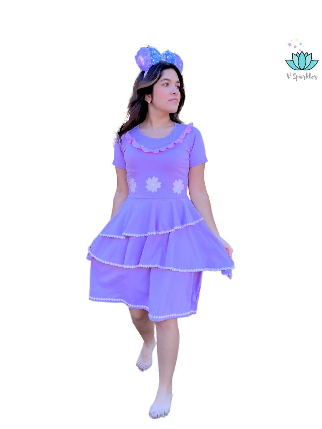 Disneybounding Isabela Dress: This purple tiered dress is ideal for Disneybounding as Isabela, bringing her floral charm to your next adventure.