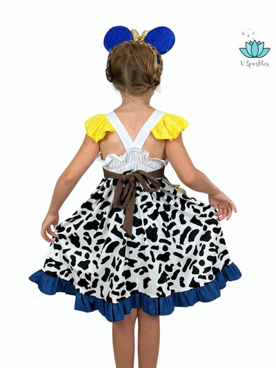 "Disneybound as Jessie from Toy Story with this cowgirl-inspired kids' dress, great for Halloween, birthday dress to impress, or a fun playtime outfit.