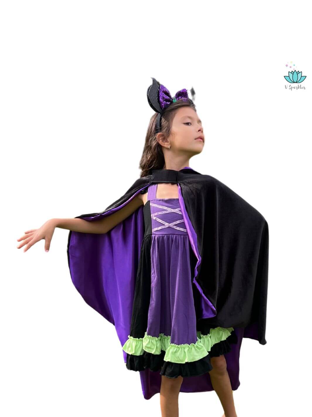 Malevolent Fairy Cotton Dress for Girls: Cape Available as an Add-On