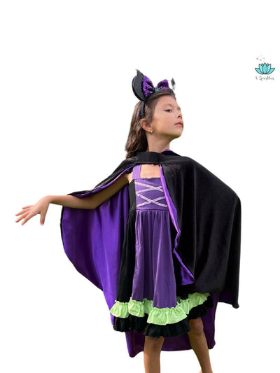 Malevolent Fairy Cotton Dress for Girls: Cape Available as an Add-On