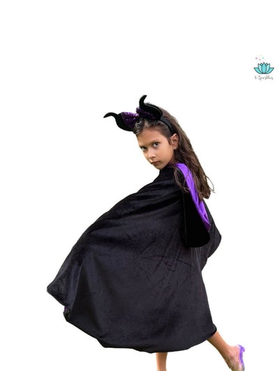 Malevolent Fairy Cotton Dress for Girls: Cape Available as an Add-On