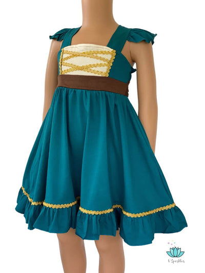 Brave Princess Dress - Self Treat for Kids: This Merida-inspired dress is perfect for a self-treat, bringing joy and adventure to any little girl's wardrobe.