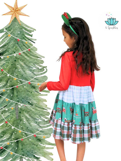 "Charming plaid reindeer dress for kids, perfect for festive Disneybounding, Christmas parties, or imaginative play pretend. Ideal for dressing up during the holidays.