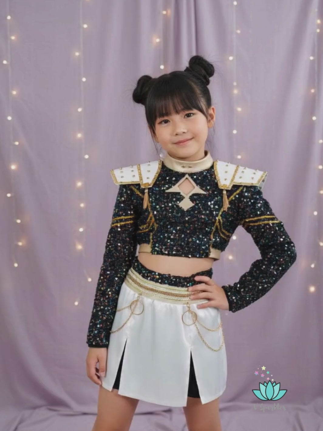 Zoey Black Cosplay Outfit KPop Demon Hunters Inspired Costume for Kids