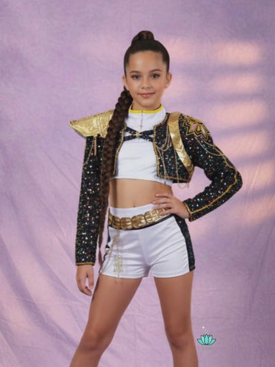 Rumi Black Cosplay Outfit Kpop Demon Hunters Inspired Costume for Kids