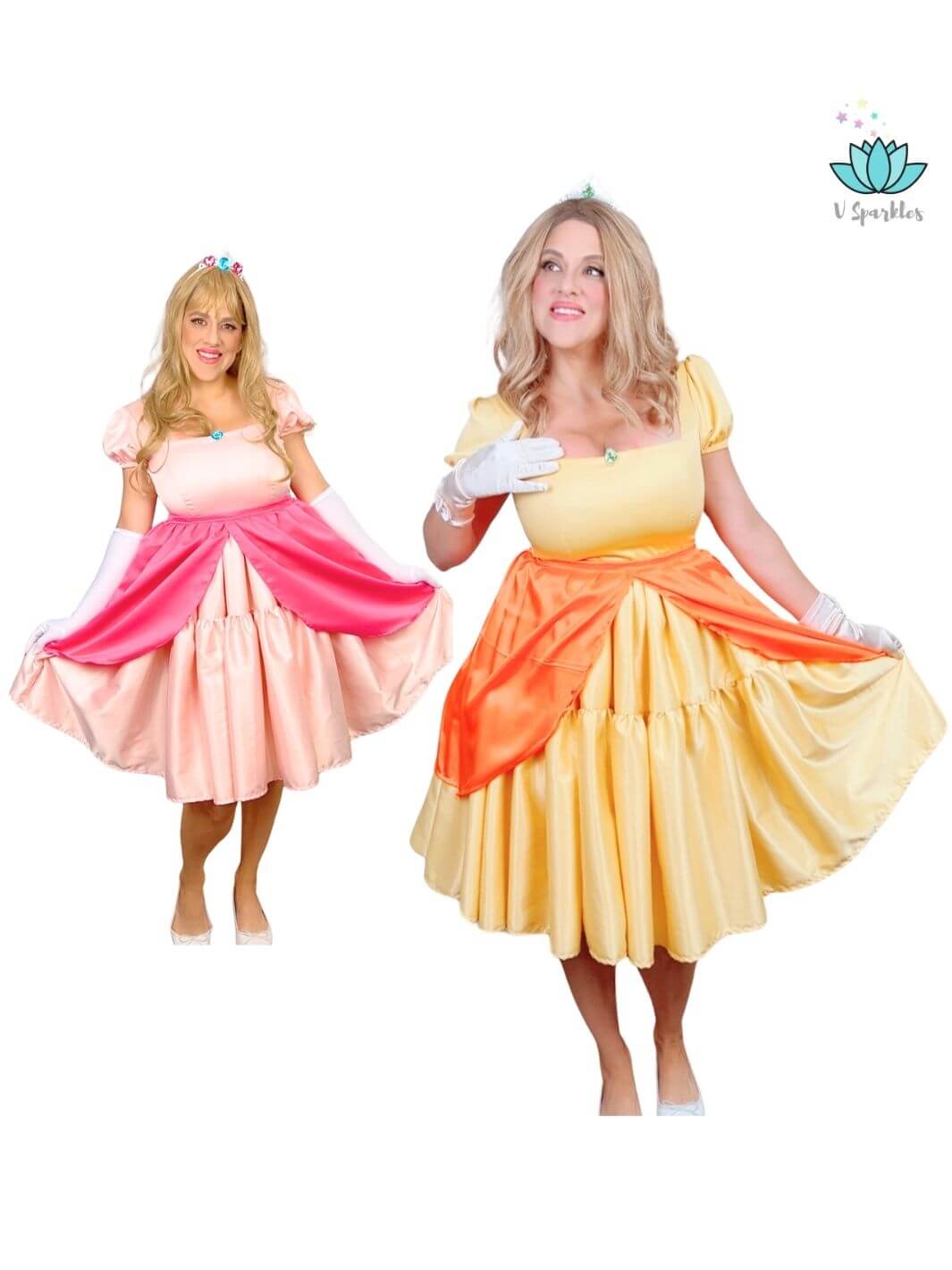 Yellow Princess Video Game Dress-Up Overskirt for Adults – Perfect for Holiday and Disneybounding Celebrations – This playful yellow overskirt is ideal for creating a magical Princess Peach look for holiday parties, Disneybounding adventures, or themed celebrations. Available in mid-size and plus-size options.