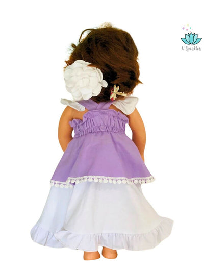 "Adorable Princess Sofia doll dress, perfect for Disneybound adventures, play pretend, or as a Halloween costume. A wonderful self-treat or birthday gift for fans of the beloved princess.