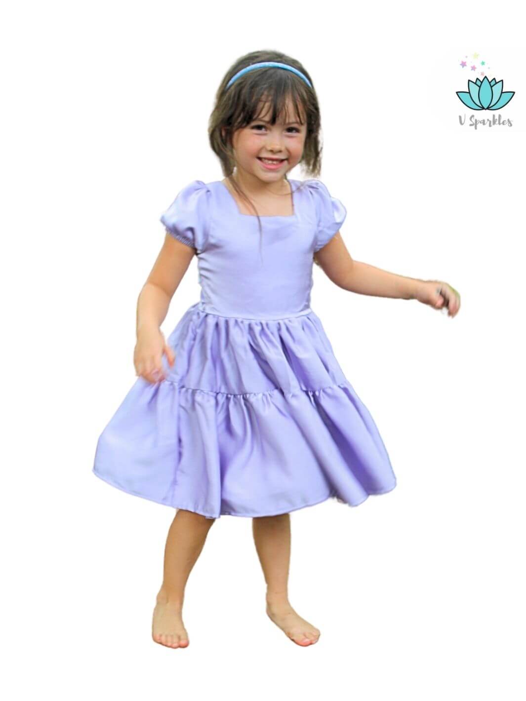 Base Purple Twirl Dress for Girls – Perfect for Disneybounding and Holiday Events – This Rapunzel-inspired purple twirl dress is ideal for little girls who love fairytales. Perfect for Disneybounding, birthday parties, and holiday celebrations.