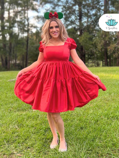 Elegant Red Dress with Optional White or Red Cape – Available in Plus Sizes